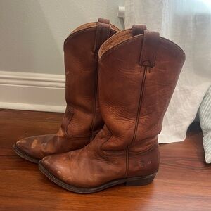 Frye Cowboy boots, some water stains and scuffs, warn but still in good shape